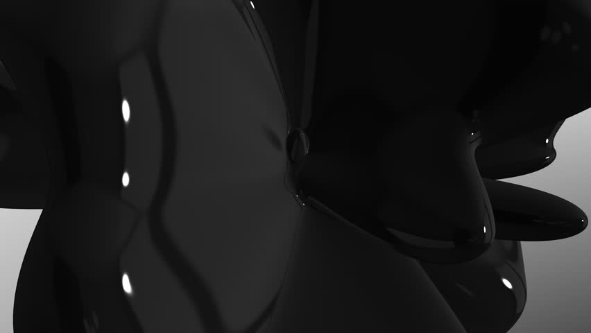 Playful black oily liquid shapes morph in fun newtonian physics motion