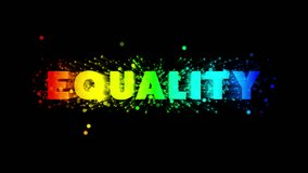 Set of 2 colorful "EQUALITY" 3D text animations with rainbow color gradients in X and Y direction, shimmering star particles and bokeh. Seamless loop, transparent background with alpha channel - Powered by Shutterstock - Get 15% off with code: PIKWIZARD15