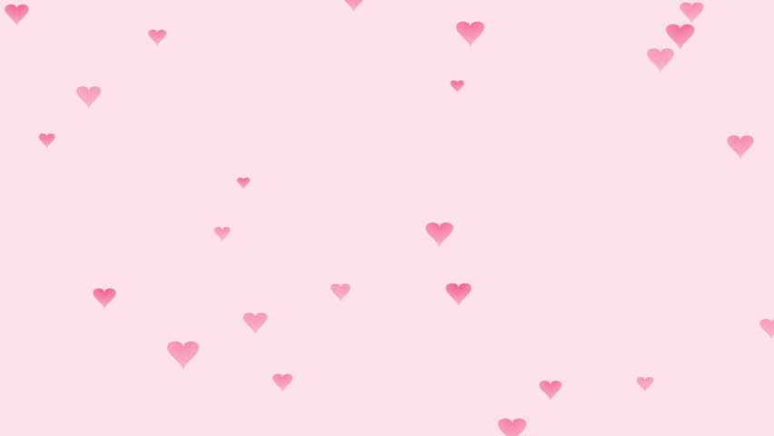 A seamless loop of glossy, 3D hearts with a parallax effect, floating smoothly upwards on a gentle pink background.