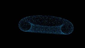 The video shows a rotating 3D torus made of blue and green glowing particles against a black background - Powered by Shutterstock - Get 15% off with code: PIKWIZARD15