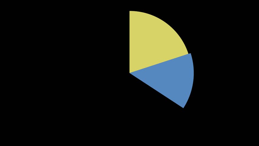 Pie chart vector animation on black background. Businnes concept. 4k and 30 fps