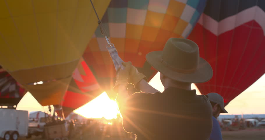 Balloon Festival Fiesta Albuquerque New Mexico 4K Slow Motion Burners and Crowds