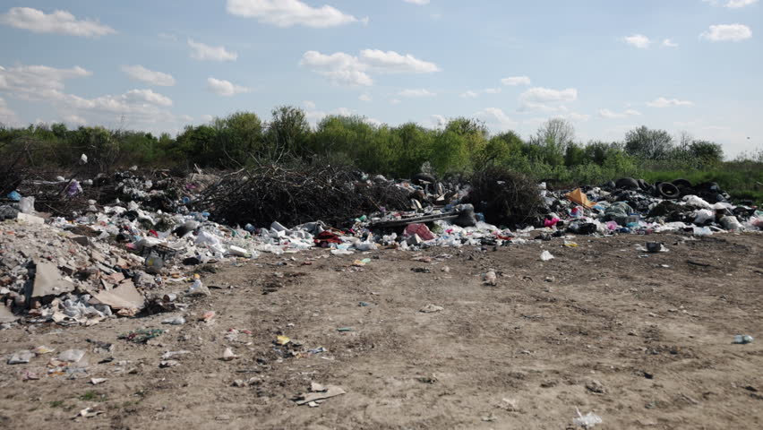 Management reform, Trash crisis, Neglect scene. Land, covered in trash piles, paints troubling picture environmental neglect, calling urgent reform management waste.