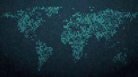 Cybersecurity Global Binary World Map dark background with blue glow seamless loop 3D animation for AI network security, big data connectivity, and cloud computing system architecture visuals - Powered by Shutterstock - Get 15% off with code: PIKWIZARD15