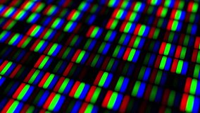 RGB LED Pixel Screen Macro Grid 3D animation for semiconductor industry presentations, digital display hardware technology, and high-resolution 4K broadcast backgrounds - Powered by Shutterstock - Get 15% off with code: PIKWIZARD15