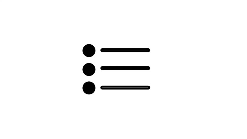 Bullet list line icon animation representing digital menus, task management, and organizing data in a clean, minimalist user interface design.