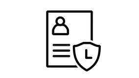 Identity protection icon showing a profile card with a shield, representing legal verification, document safety, and personal data security. - Powered by Shutterstock - Get 15% off with code: PIKWIZARD15
