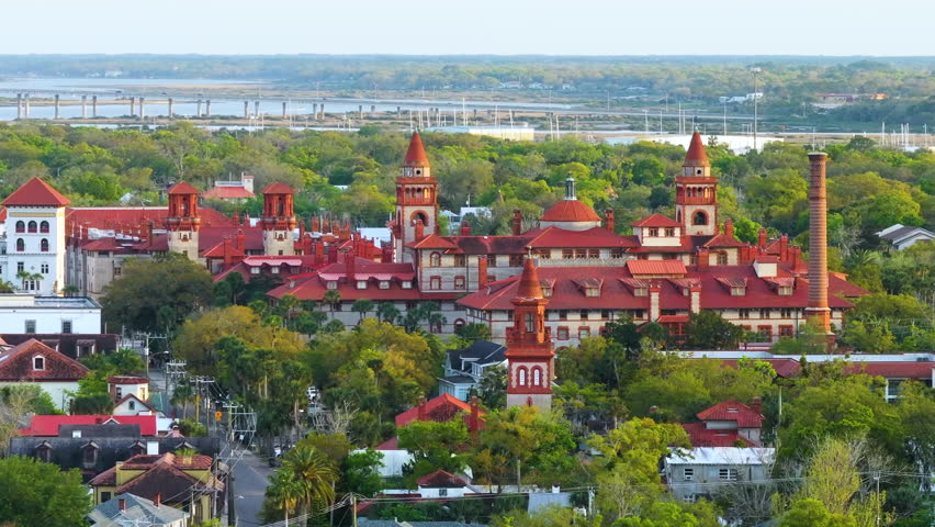 Flagler College campus, a private liberal arts college in St. Augustine, Florida. American architecture with historical buildings. USA travel destination.