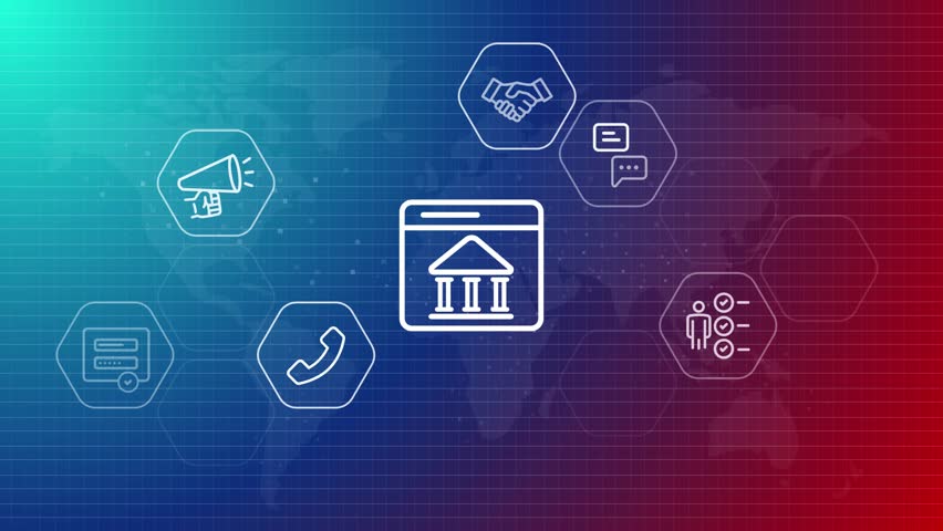 digital e government services and online public administration portal with government building icon communication symbols