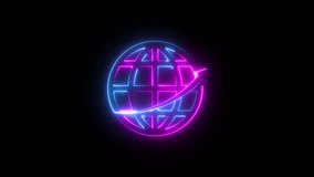 Neon globe with upward arrow animation on black background, global business growth, international progress, economic development, worldwide technology and digital success concept - Powered by Shutterstock - Get 15% off with code: PIKWIZARD15