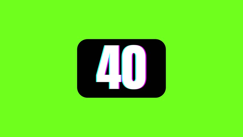 Countdown 40 to 0 Animation, Timer Icon, Count the Number, Counts Digits, Modern Countdown Video, Green Screen Background, Amazing Countdown, Unique Countdown Video and White Counts, Amazing Art Design