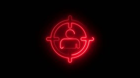Neon glowing head target scope icon animation on black background, futuristic HUD aiming symbol, digital focus animation, cyber UI interface, - Powered by Shutterstock - Get 15% off with code: PIKWIZARD15
