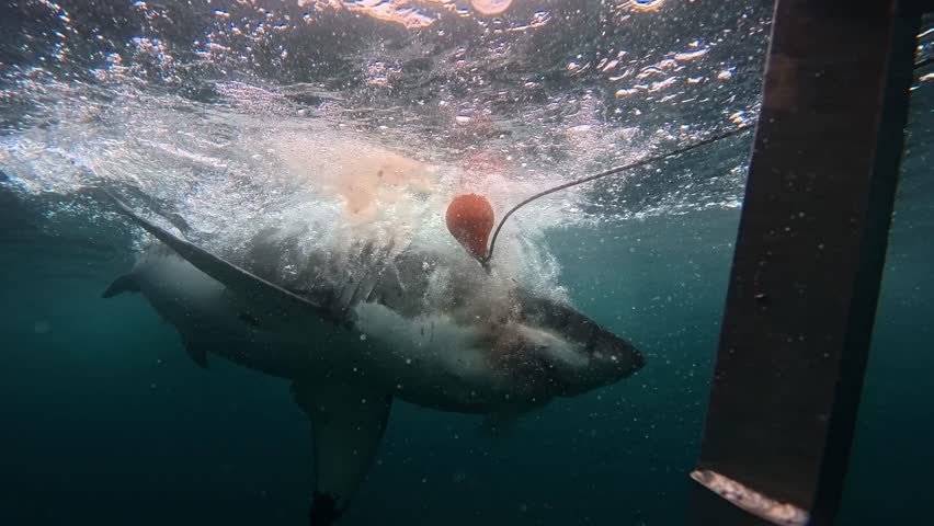 Great White Shark Snatching Bait