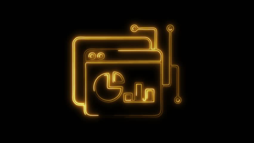 Intelligence Icon Animation with Glowing Lines on Black Background