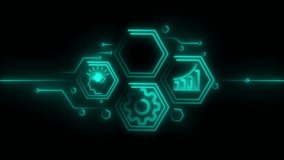 Futuristic Cyber Security Network Technology Concept Glowing Neon Hexagons Data Protection Innovation Digital Brain Growth Chart Gear Mechanism - Powered by Shutterstock - Get 15% off with code: PIKWIZARD15