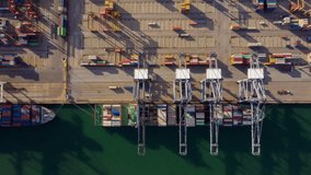 4K time lapse aerial view shot of Commercial port export import goods top view drone over container - Powered by Shutterstock - Get 15% off with code: PIKWIZARD15