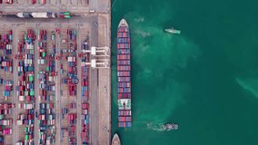 4k top view aerial drone on industry cargo container port shipping industry commerce goods economy - Powered by Shutterstock - Get 15% off with code: PIKWIZARD15
