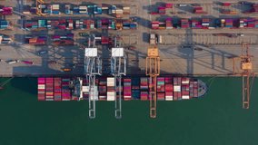 4k top view aerial drone on industry cargo container port shipping industry commerce goods economy - Powered by Shutterstock - Get 15% off with code: PIKWIZARD15