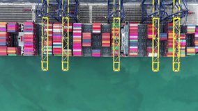 4k top view aerial drone on industry cargo container port shipping industry commerce goods economy - Powered by Shutterstock - Get 15% off with code: PIKWIZARD15