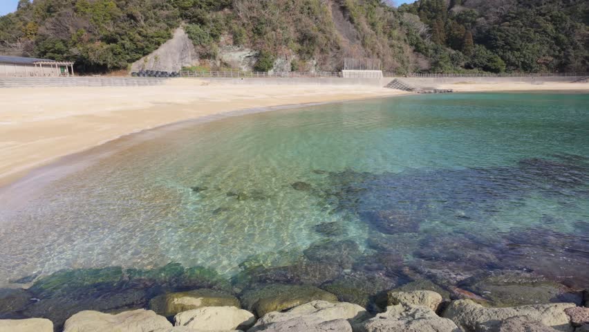 Cobalt blue private beach, sunny day