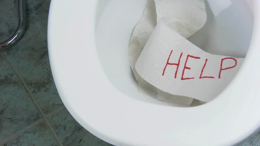 toilet flushing slow motion The flow of water is clearly visible. Flush toilet. From above clean water flushing in white toilet in public water closet