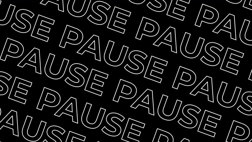 Abstract black background with repeating white text BE RIGHT BACK in a diagonal pattern, perfect for modern digital content.