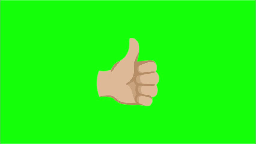 2D emoji-style thumbs up hand gesture (light beige or peach skin tone) set on a pure chroma key green screen background. Clean, flat-colour design with subtle depth and crisp edges for effortless keying and cutout. Perfect as an overlay for positive reactions, approval moments, success highlights, social media likes, gaming wins, motivational clips, and celebratory scenes, ideal for modern, soft-toned visual affirmation in videos, reels, and live streams.