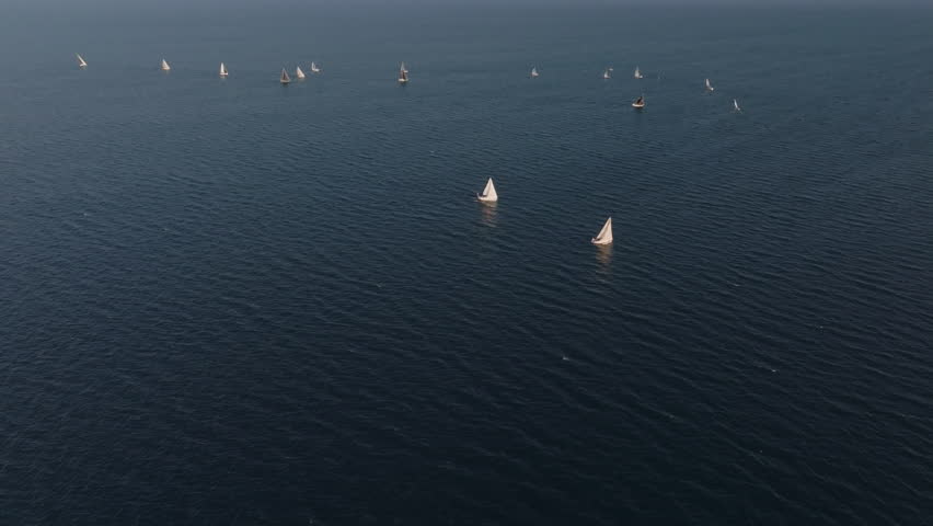 Peaceful sailing boats on Lake Erie, calm waters, Port Dover, Ontario