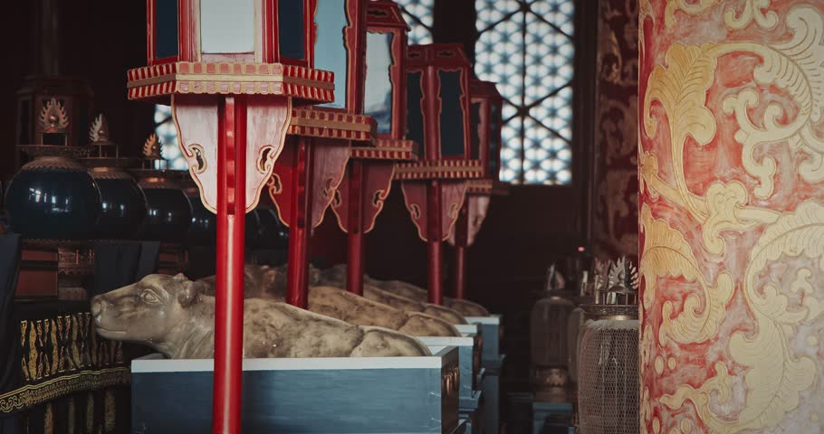 Impressive artifacts displayed with ornate craftsmanship in a historic context. Beijing, China famous landmark Temple of Heaven.