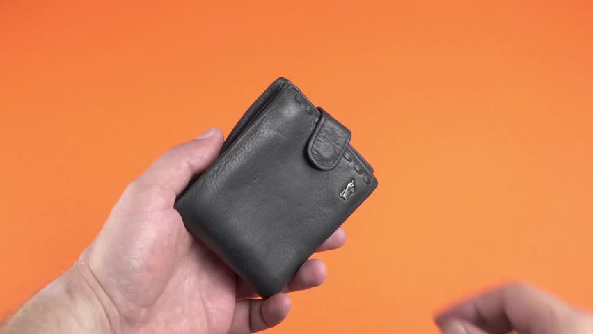 empty wallet purse have no money for bill payment on isolated background, opening purse Bankruptcy and poverty concept