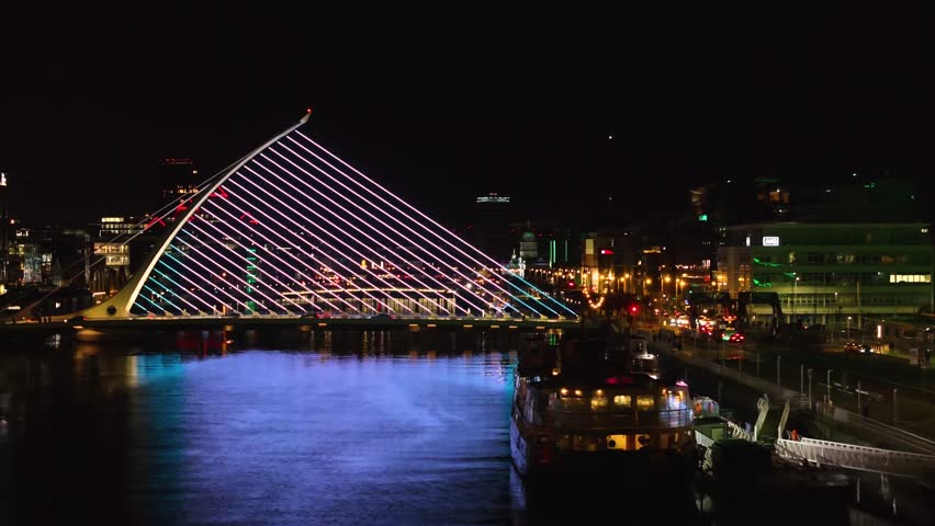 4K cinematic drone footage of Dublin’s Samuel Beckett Bridge Ireland_081