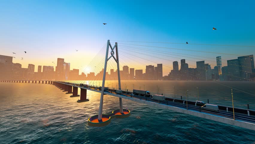 Hong Kong-Zhuhai-Macau Bridge in Hong Kong, China, and the vehicles traveling on it