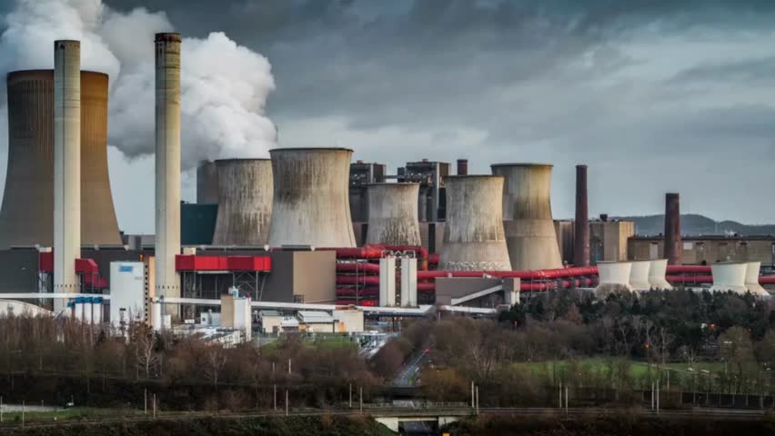 Cinematic View Of Industrial Power Plant, 4K
