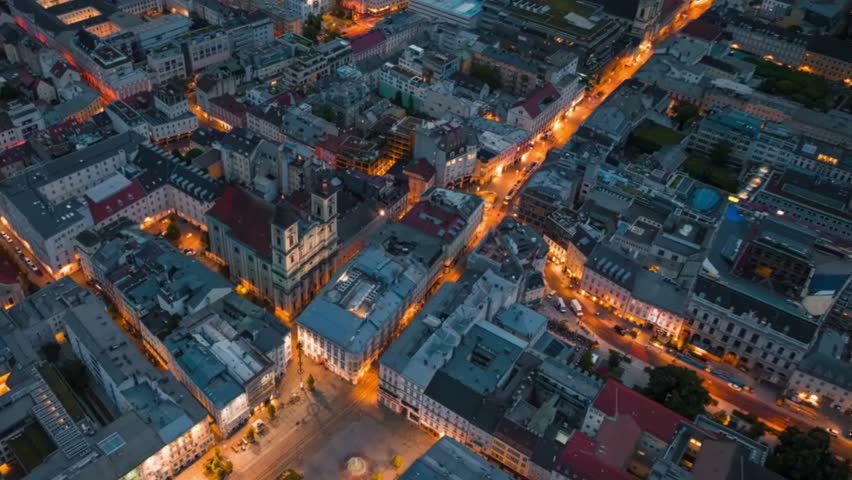 Cinematic View Of Linz Cityscape, Austria