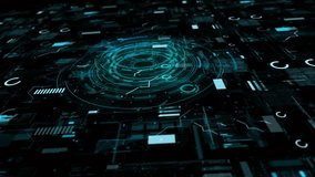 Futuristic digital interface with glowing blue data streams and circular H U D displaying complex information and analytics in a dark technological environment - Powered by Shutterstock - Get 15% off with code: PIKWIZARD15