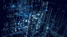 Futuristic digital network grid abstract technology data flow cyberspace connection glowing blue lines and nodes interconnected system visualization science innovation concept - Powered by Shutterstock - Get 15% off with code: PIKWIZARD15