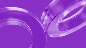 Glass rings rotating slowly against vibrant purple backdrop, generating mesmerizing geometric motion with transparent light reflections and smooth artistic movement - Powered by Shutterstock - Get 15% off with code: PIKWIZARD15