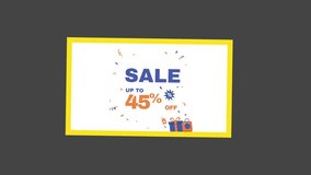 Animated Sale Banner with Up to 45% Off Text, Shopping Bags, and Falling Confetti on White Background - Powered by Shutterstock - Get 15% off with code: PIKWIZARD15