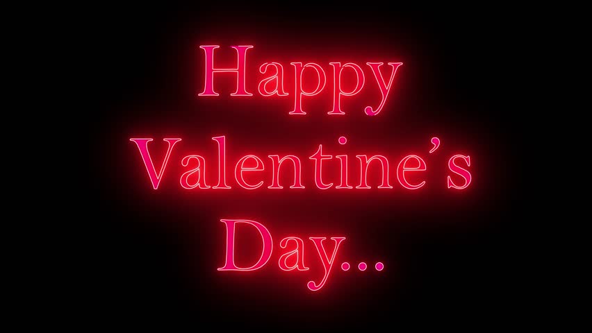 happy valentine day text red light neon saber effect motion template background videos in dark screen