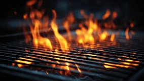 Hot flame under empty barbecue bbq grill. Summer cooking outdoor. Fire for grilling concept for recipe background with copy space. Backdrop with blank empty copyspace. Place for text. - Powered by Shutterstock - Get 15% off with code: PIKWIZARD15