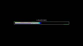 Digital loading bar with glitch effect on black background, ideal for gaming intros, software interface simulations, and sci-fi video projects. 4K video - Powered by Shutterstock - Get 15% off with code: PIKWIZARD15