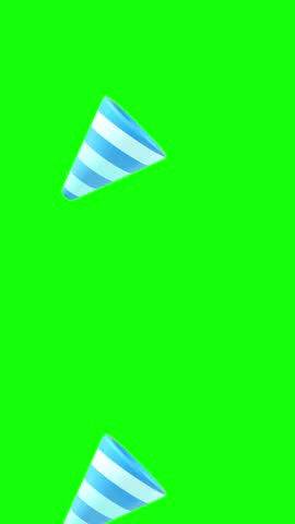 3d Party Popper Colored Clipart Animation green screen.
