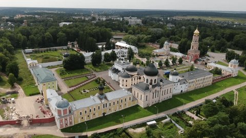 Drone Circling above Monastery Complex