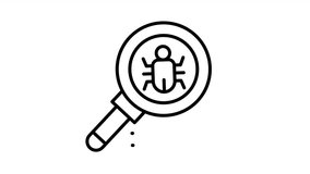 Bug scan line icon animation. Digital virus detection and cybersecurity scan. Malware analysis symbol. Animated cyber security icon. Software debugging process. Digital threat scanner. System check progress indicator. Tech UI element. - Powered by Shutterstock - Get 15% off with code: PIKWIZARD15