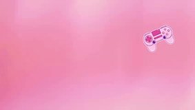 This cute and vibrant animation features a gaming-inspired aesthetic set against a soft, gradient pink background. It showcases a floating pink planet with rings and a stylized game controller, both outlined in bright white. The scene is accented by sparkling light effects and floating translucent bubbles, creating a dreamy and playful atmosphere perfect for streaming content or gaming-themed visuals. - Powered by Shutterstock - Get 15% off with code: PIKWIZARD15