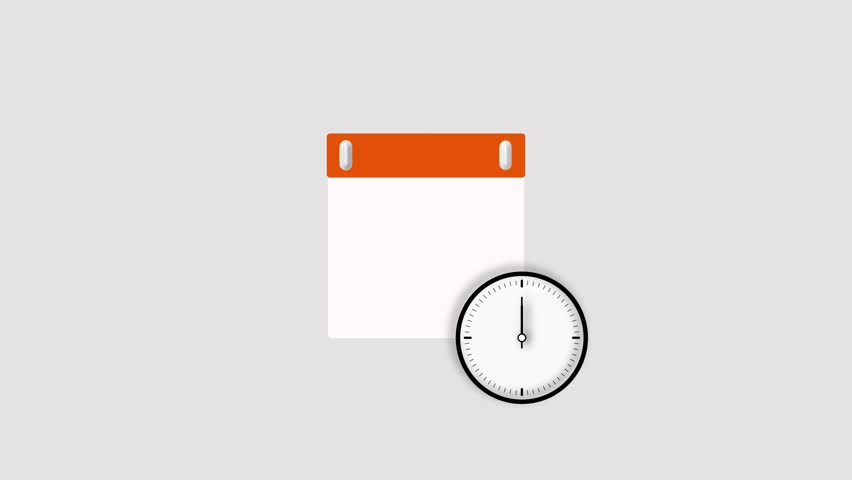 August month 31 date animation. Calendar and Clock icon concept, on white background stunning 4k animation.