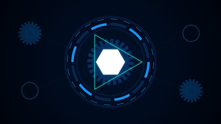 Future Tech Blue Blueprint Gear Mechanism HUD 4K Seamless Loop