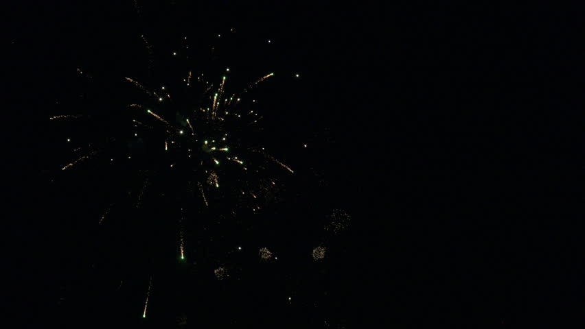 Colorful New Year Fireworks Over Night Sky