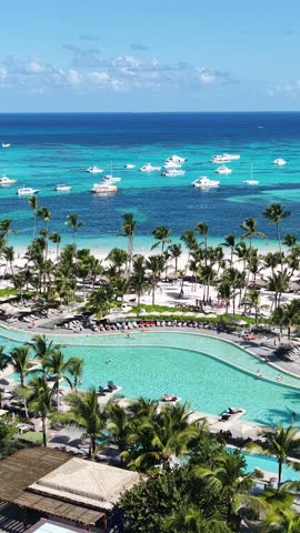 Punta Cana Skyline At Bavaro In Punta Cana Dominican Republic. Caribbean Skyline. Beach Landscape. Resorts Buildings. Punta Cana Skyline In Bavaro In Punta Cana Dominican Republic. Nature Background
