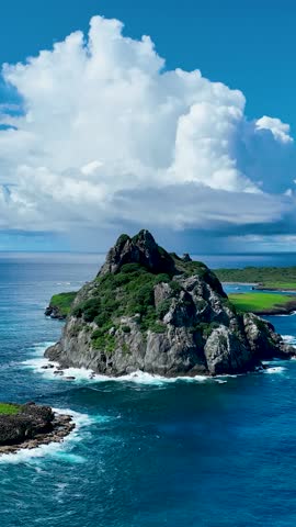 Fernando de Noronha archipelago of volcano islands. Tropical scenery. Summer scenery. Nature bay water of Fernando de Noronha islands at Pernambuco Brazil. Amazing scenery. Tropical destinations.